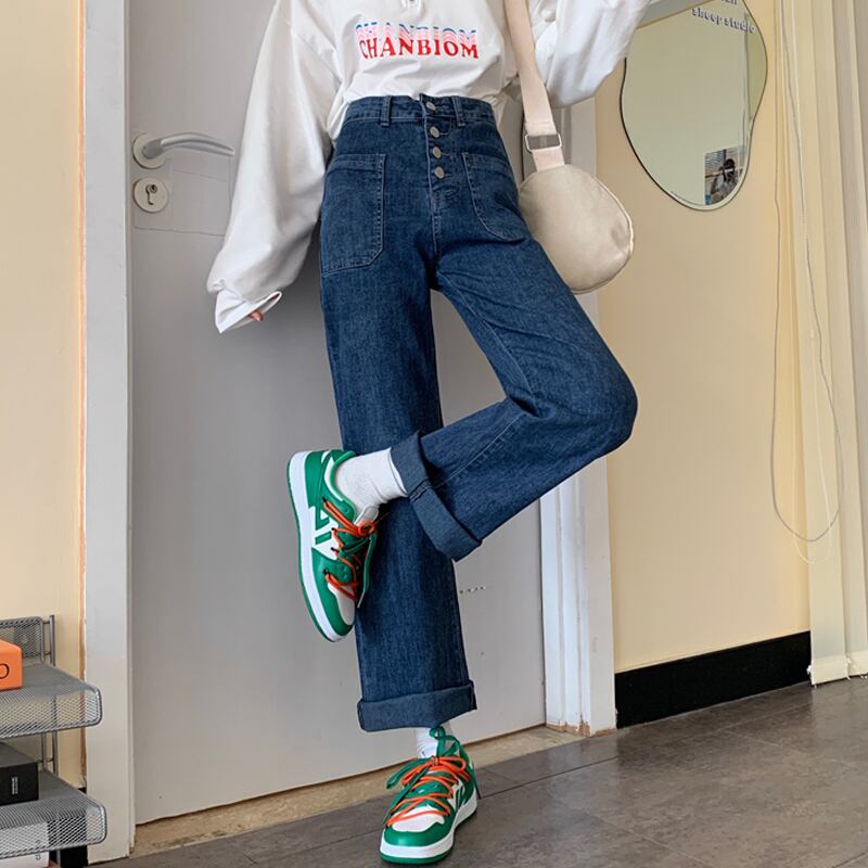 ルーズジーンズ スプリングハイウェストスリムパンツ 春物 スーパーモール97516779614