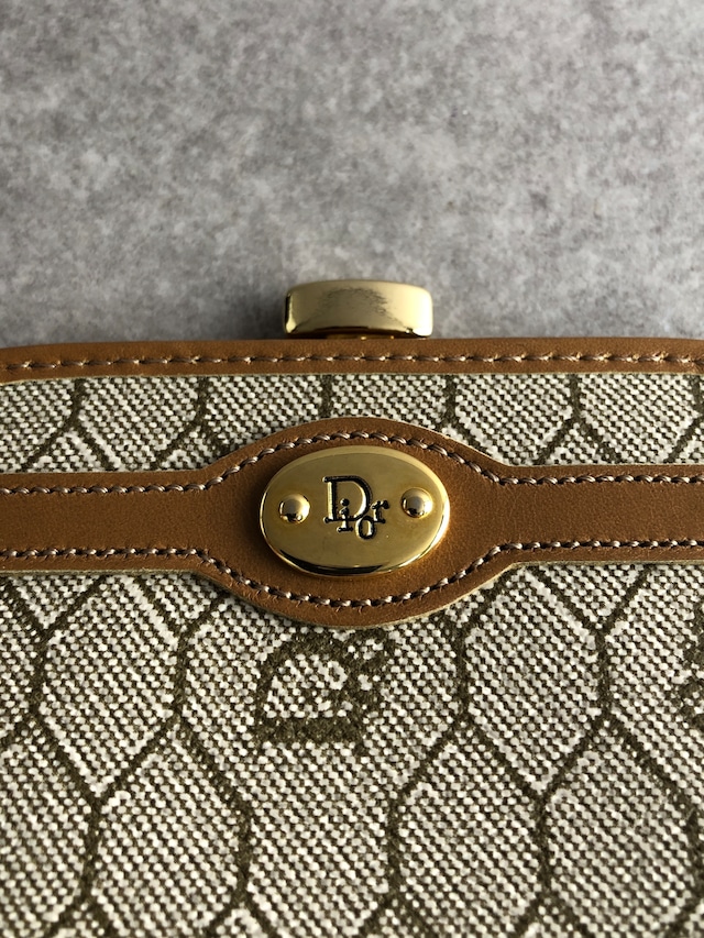Christian Dior クリスチャン ディオール ハニカム柄 財布 ベージュ ロゴプレート PVC コインケース vintage ヴィンテージ オールド ds7dx5