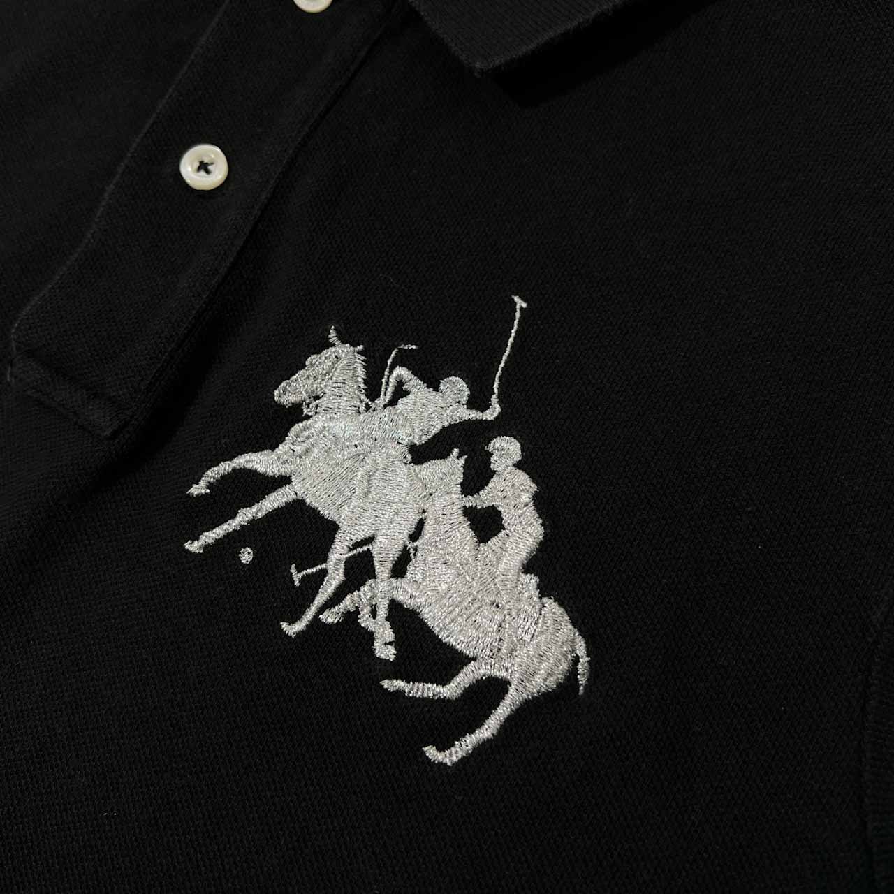 RALPH LAUREN ラルフローレン THE SKINNY POLO 刺繍入り 長袖 ポロシャツ L /ブラック/レディース