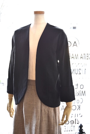 the last flower of the afternoon(ザラストフラワーオブジアフタヌーン) 24S/S black buttonless jacket