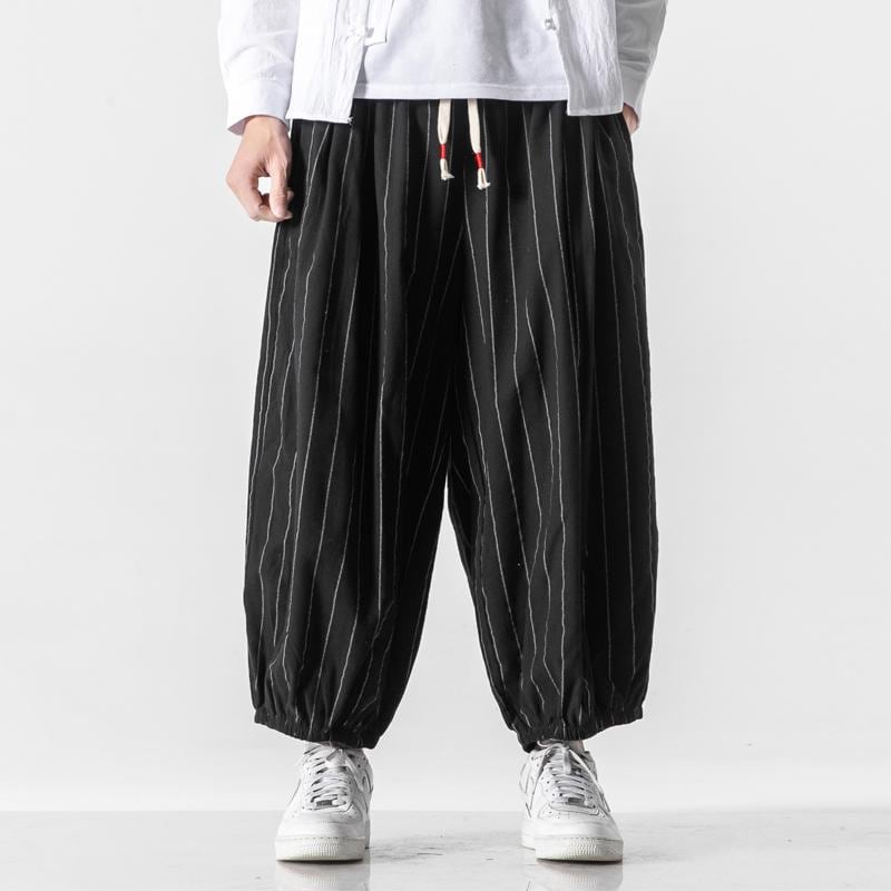 サブカル 服 地雷系 通販 メンズ ワイドレッグパンツ ルーズ ストライプ ゆったり カジュアル リラックス