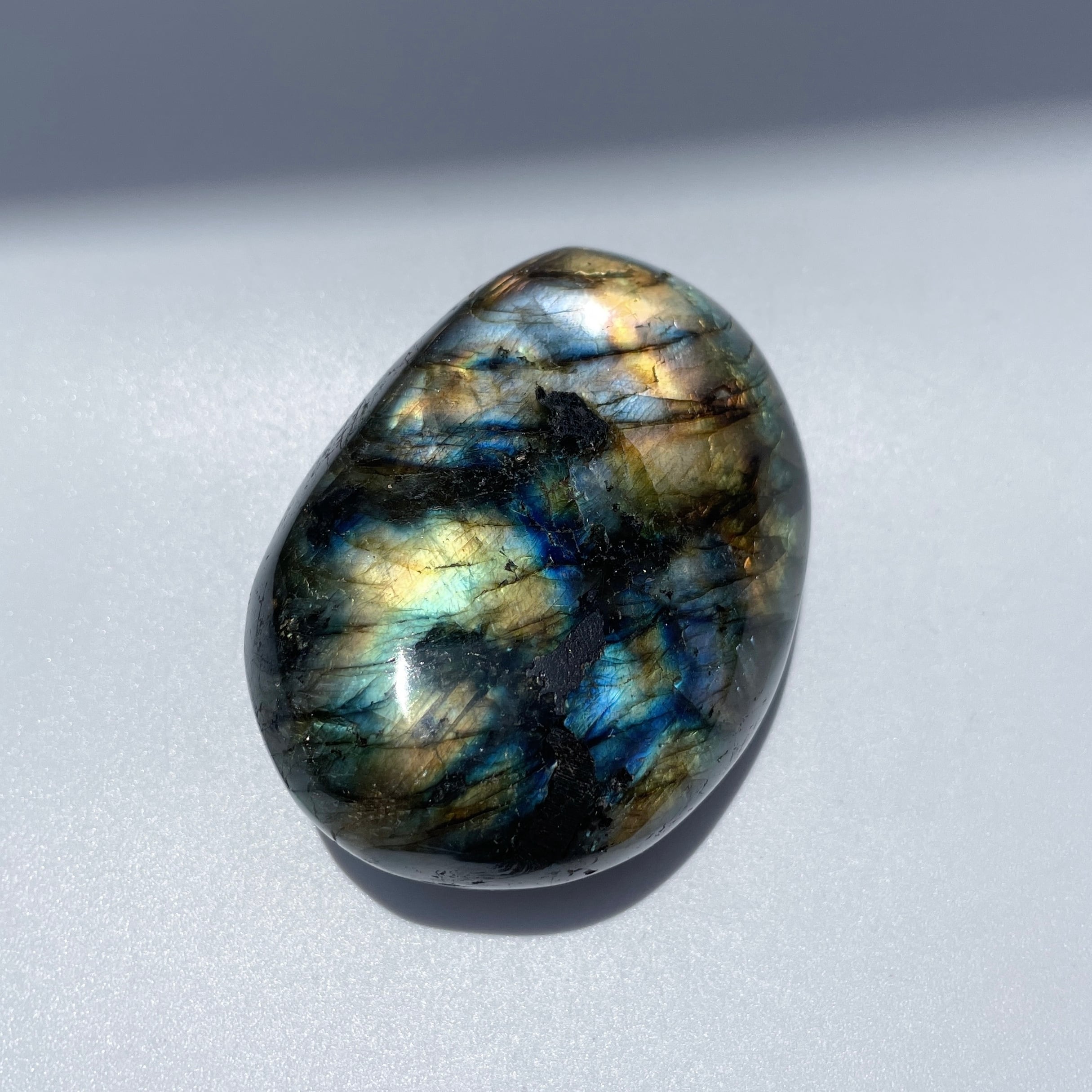 黄金の！ラブラドライト パームストーン23◇Labradorite◇天然石・鉱物