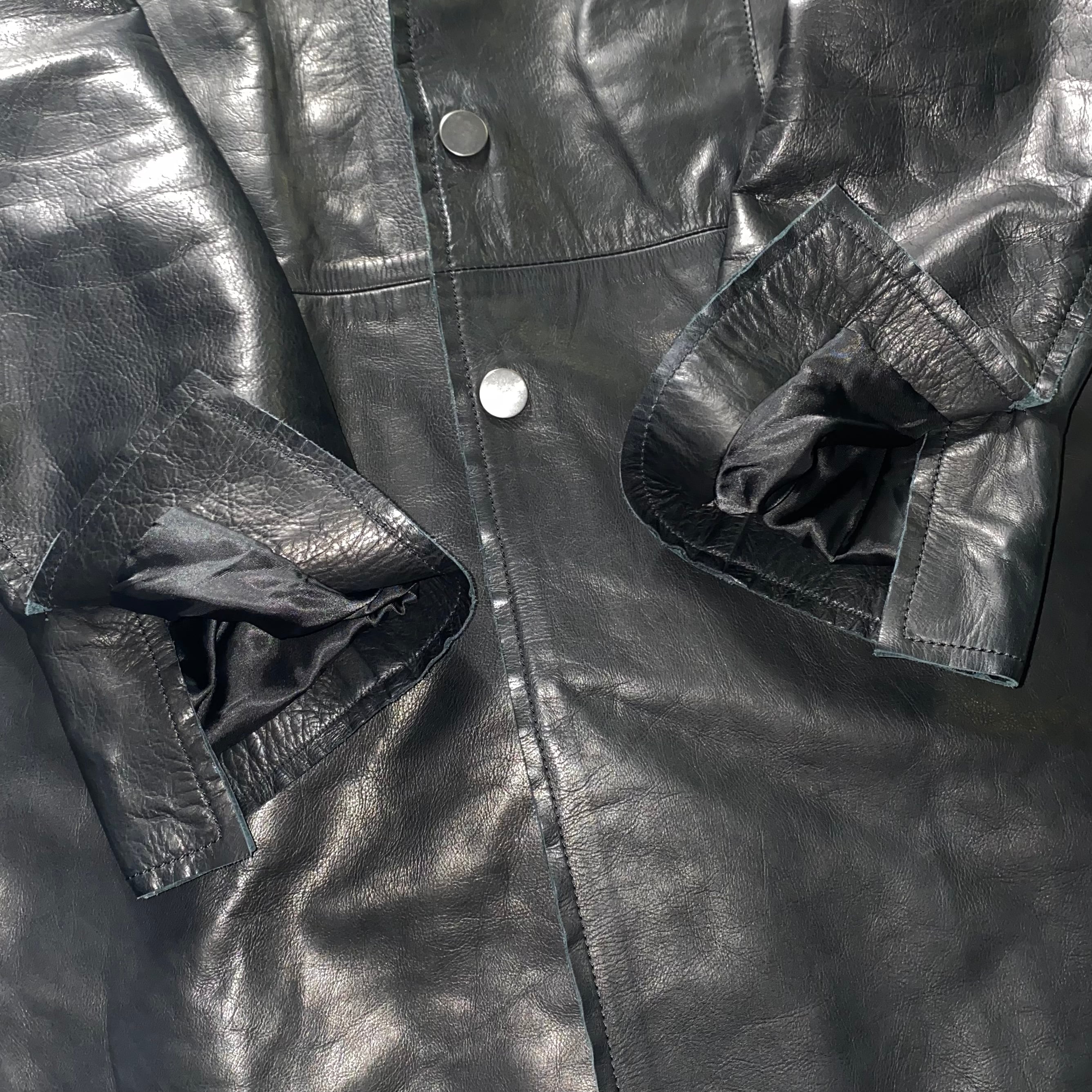 COSTUME NATIONAL HOMME black sheep leather tailored coat | NOIR ONLINE