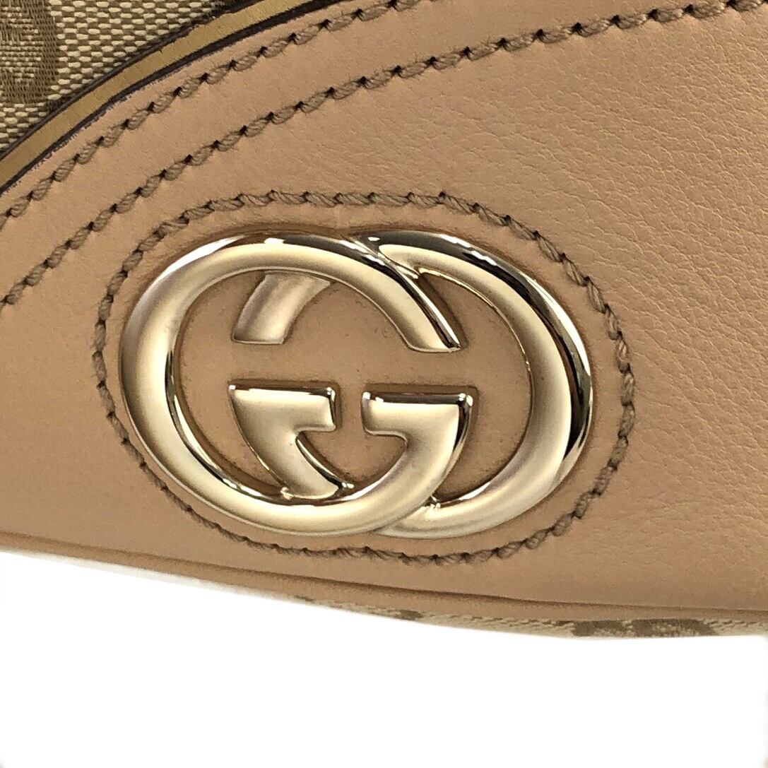 GUCCI グッチ GG柄 GGロゴ キャンバス レザー ホーボーバッグ