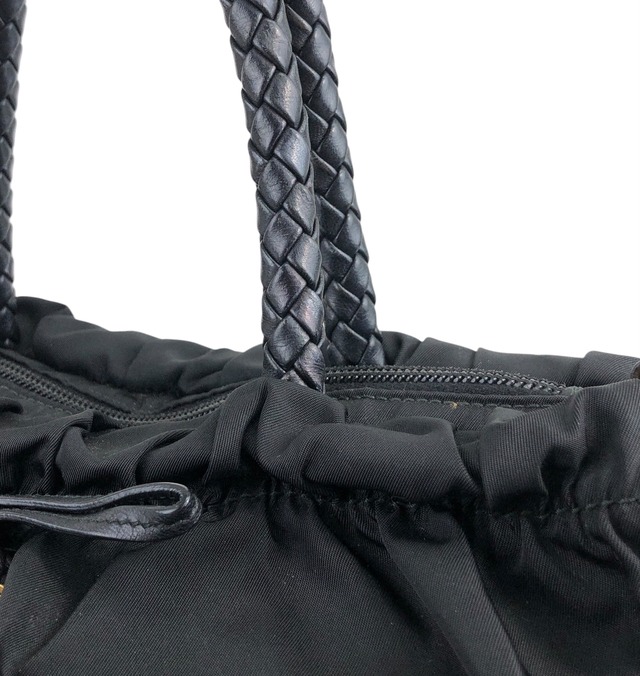 PRADA プラダ ハンドバッグ ブラック リボン ロゴ ナイロン 2way vintage ヴィンテージ オールド w7z54n