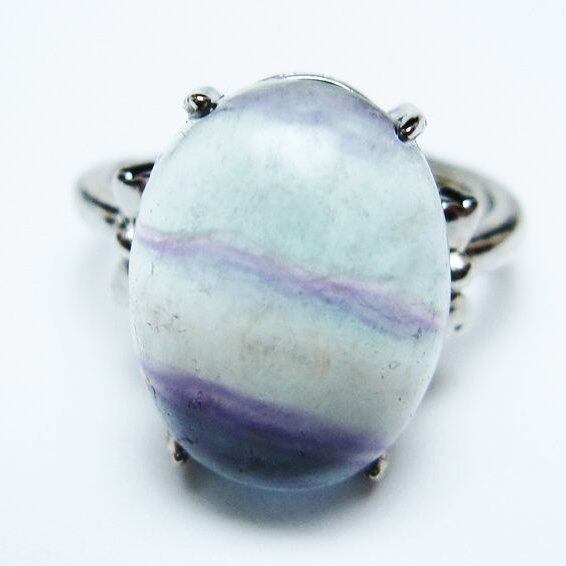フローライト リング 蛍石 指輪 フリーサイズ 17号 一点物 メール便可 [M便 1/20] 115-7057