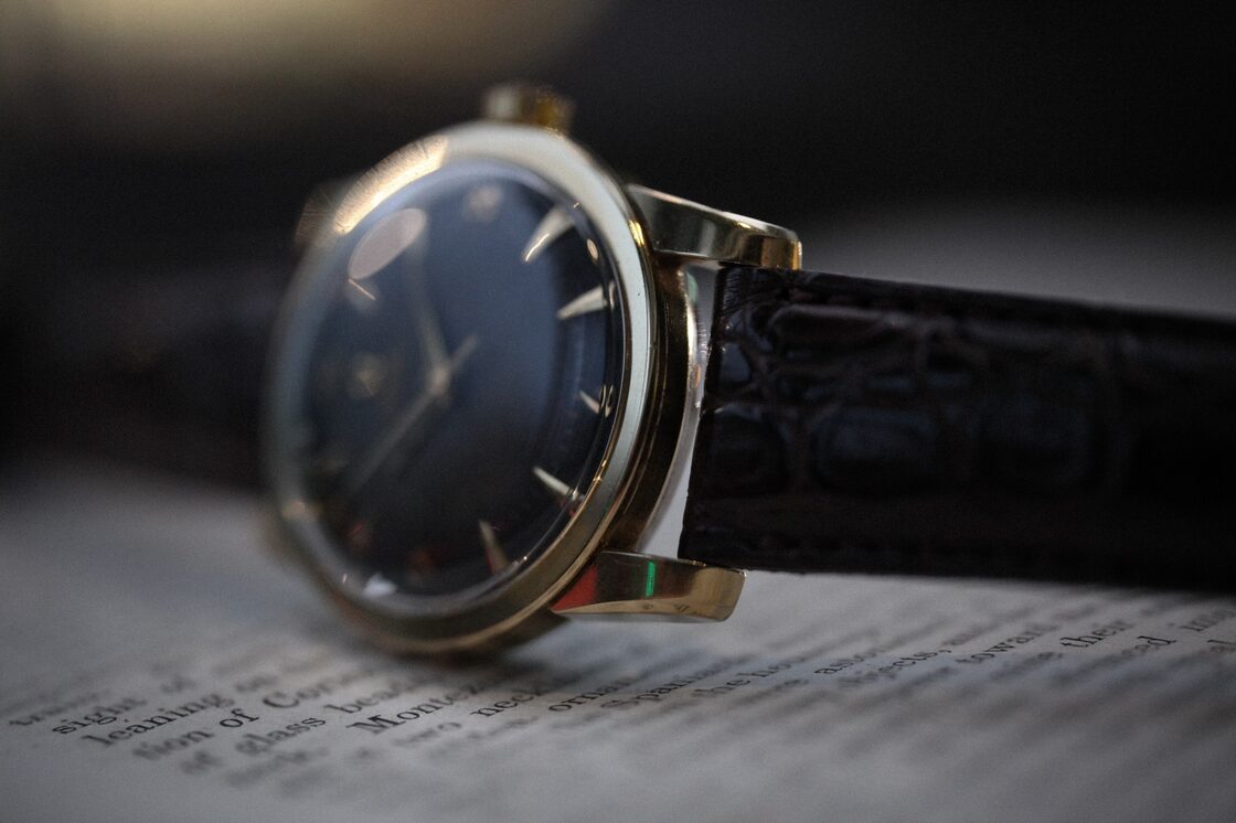 【OMEGA】オメガ 1950’s シーマスター ノンネーム ブラックミラーダイヤル コインケースベゼル ハーフローター OH /  vintagewatch / automatic / Cal.354