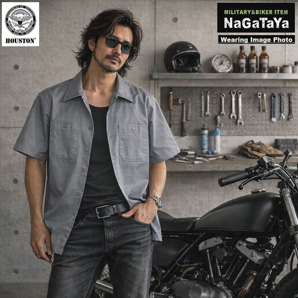 HOUSTON ヒューストン TC TWILL WORK S/S SHIRT ツイル ワークシャツ