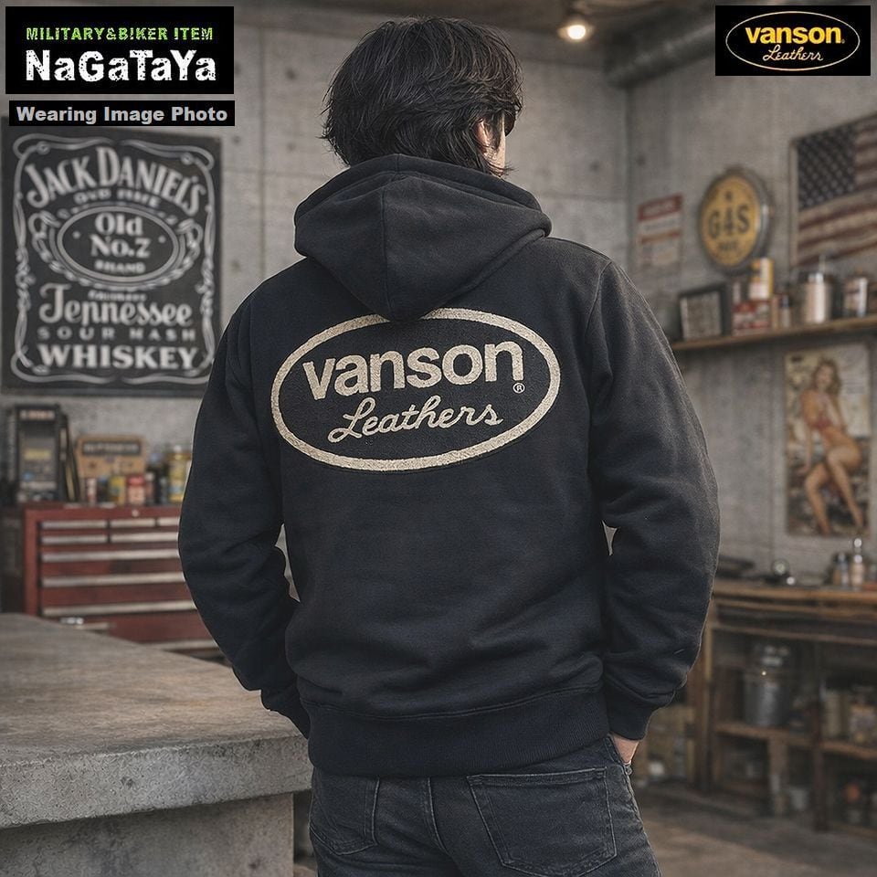 VANSON バンソン プレミアムライン ロゴ刺繍 裏毛 ジップアップ