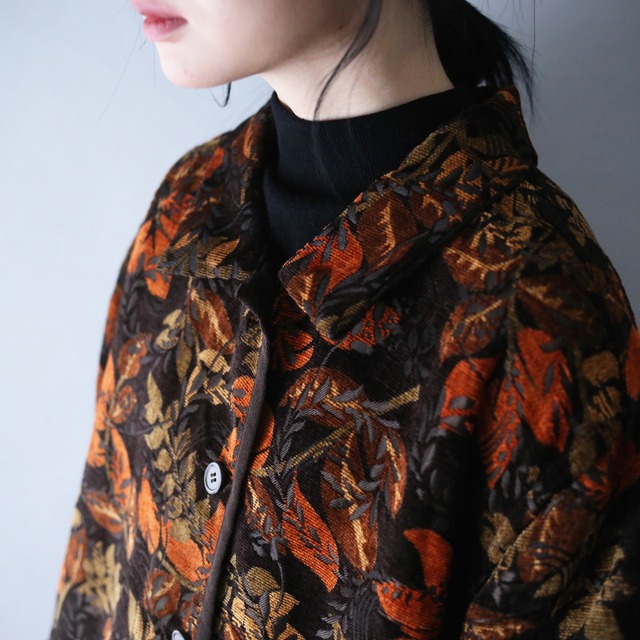 "reversible" beautiful reef motif pattern over silhouette chenille weave jacket