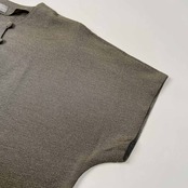 詩仙堂 シセンドウ BY HITOSHI 縮緬 ちりめん ハーフボタン 半袖 シャツ カットソー /日本製/グレー系