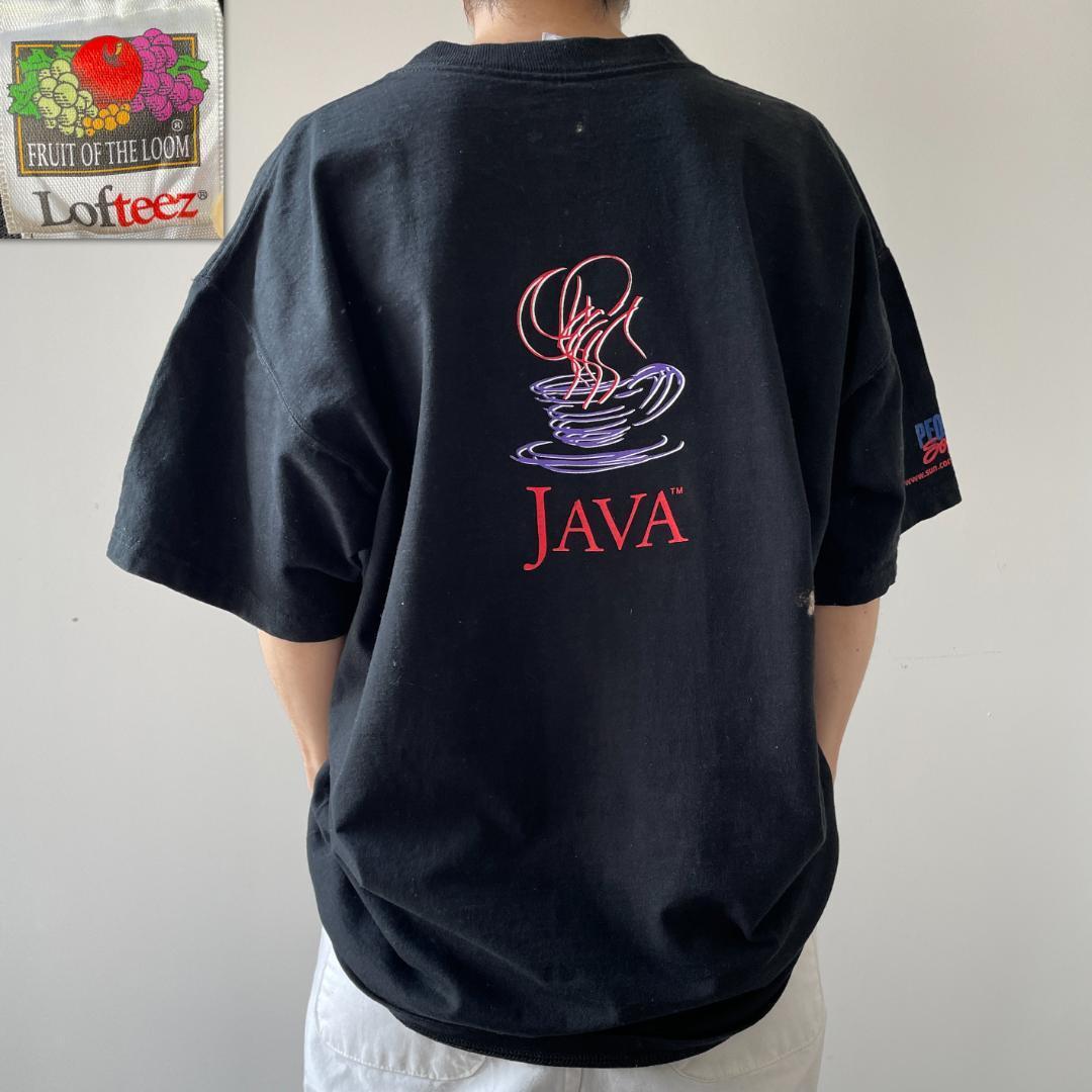 GF654 90s JAVA ロゴ プログラム言語 Tシャツ IT系 企業T 黒