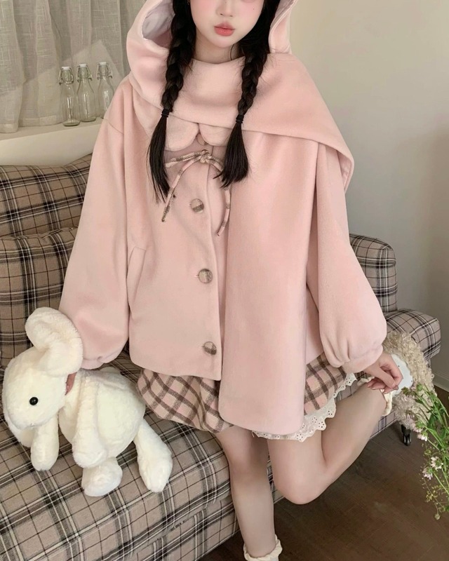 ピンクチェックベアー3点セット　25W08391