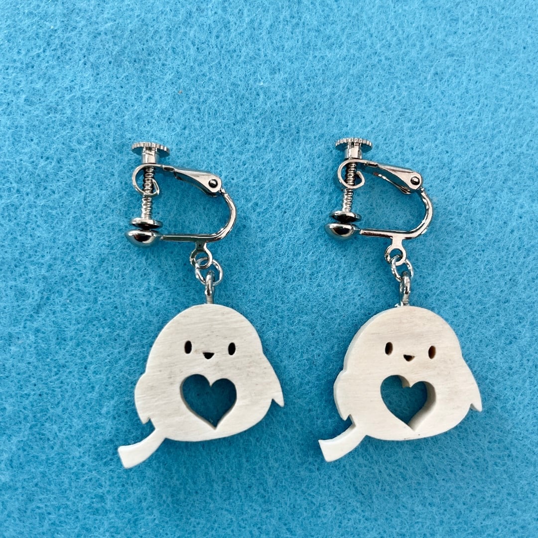 シマエナガ イヤリング 木彫り | 北海道大自然の工芸品「橋本工芸 シマエナガ イヤリング 木彫り | 北海道大自然の工芸品「橋本工芸
