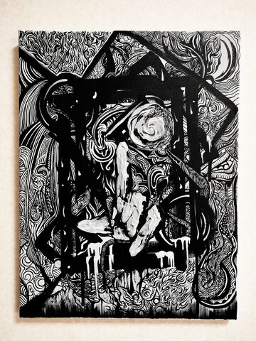 水墨画 父と子の闘い