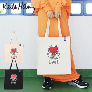 【kh-2207】 Keith Haring キースへリング マチ付き プリント キャンバス プリント トートバッグ エコバッグ ショッピングバッグ メンズ レディース 軽量 通学