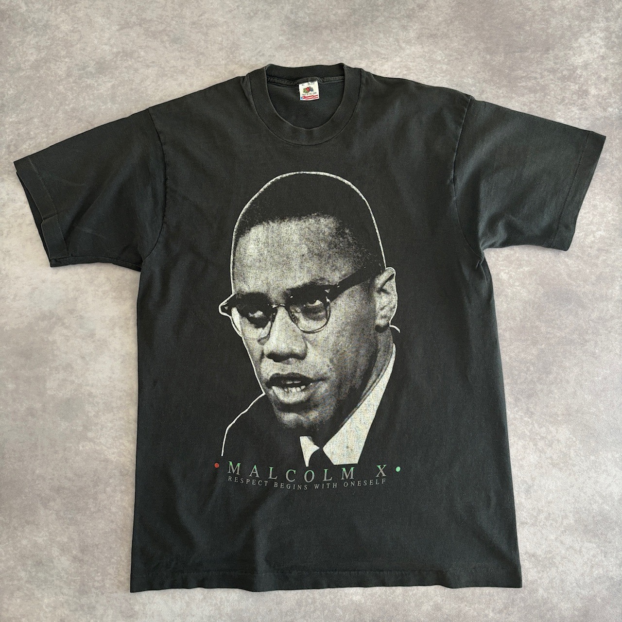 90s USA製 フルーツオブザルーム MALCOM X プリントTシャツ 古着 | DIZ
