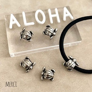 【2個】ぷっくりホヌメタルビーズA/海亀