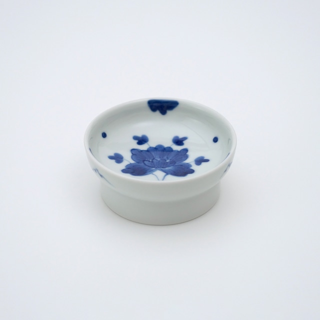 染付伊万里牡丹8.5cm高台小皿