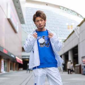 SALE 送料無料 【HIPANDA ハイパンダ】メンズ クルーネック スウェット トレーナー MEN'S CREW NECK SWEAT SHIRT / BLUE・WHITE