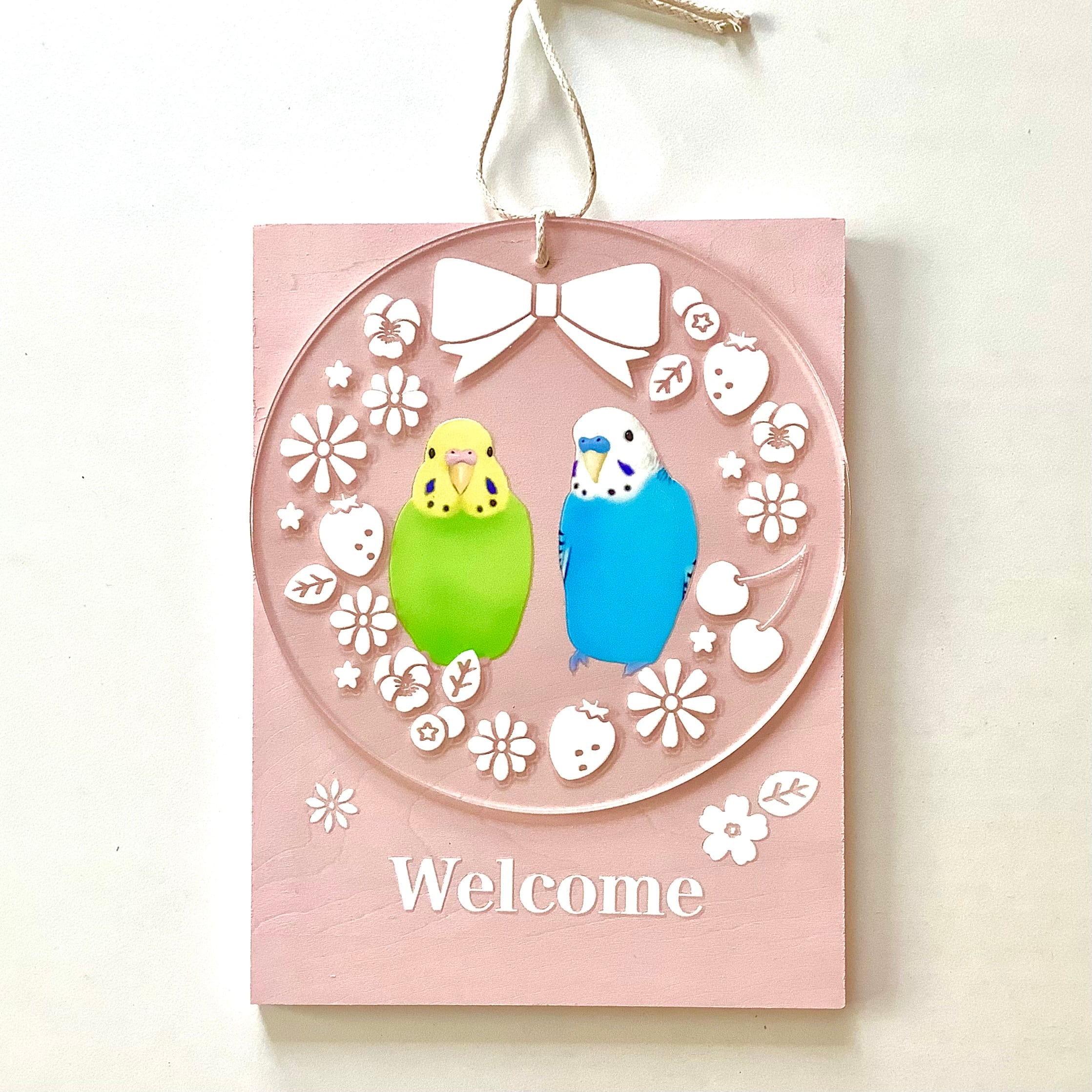 Welcomeプレート ウェルカムボード 玄関 インテリア / うさぎ(オレンジ