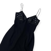 イタリア製 ARMANI COLLEZIONI アルマーニコレツォーニ ビーズ デザイン キャミワンピース 38/ブラック レディース