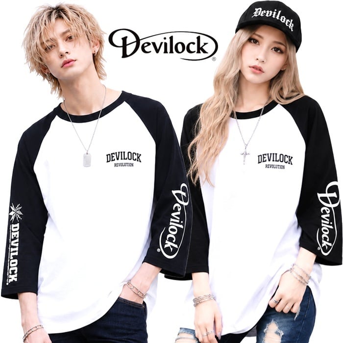 DEVILOCK デビロック「REVOLUTION WITH BOTH LOGO RAGLAN TEE