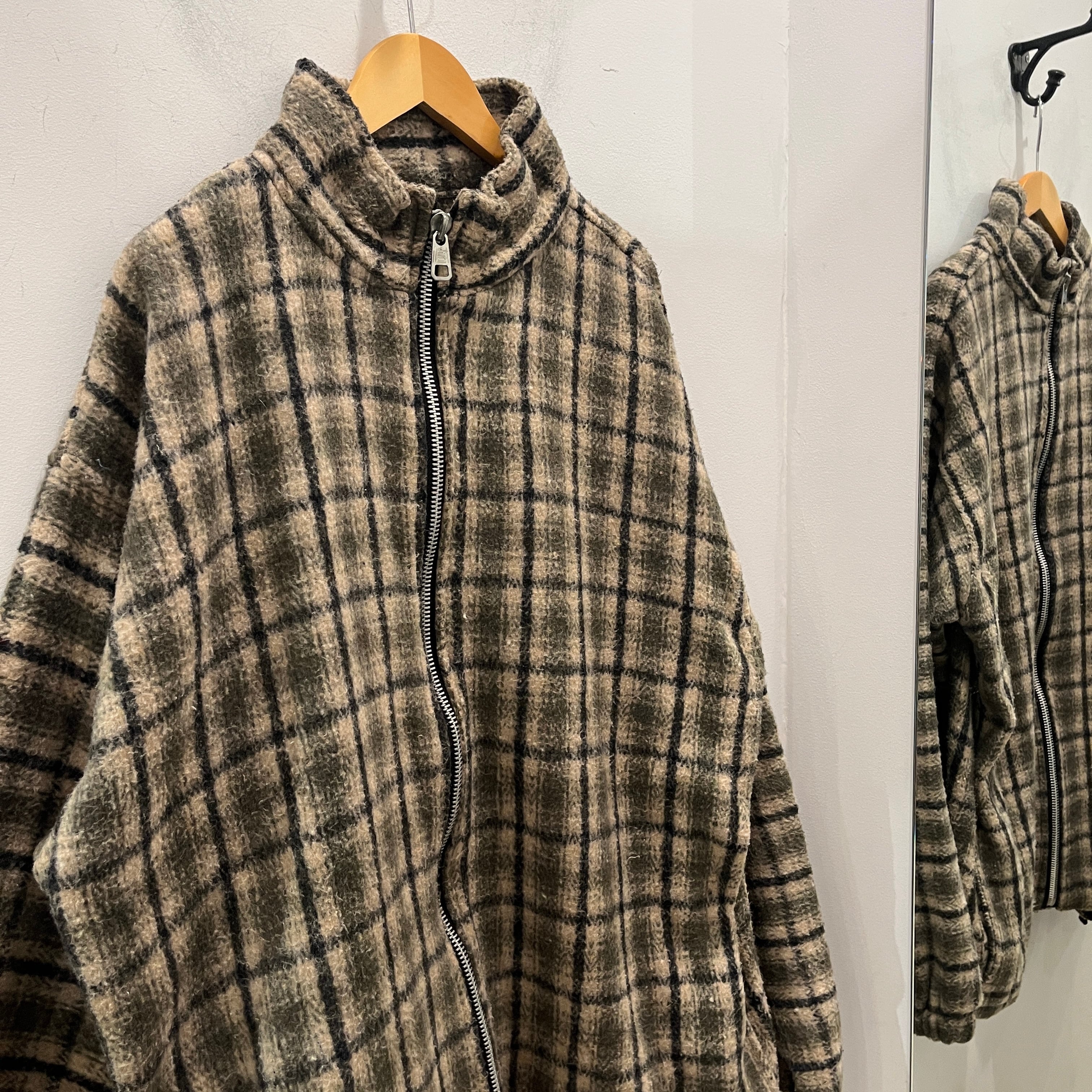 ユーロ古着 コットンパーカー 一枚袖 北欧テキスタイル 80s 90s EARTH RAGZ F/Z FLEECE CHECK JACKET XXL OLD | safarionline