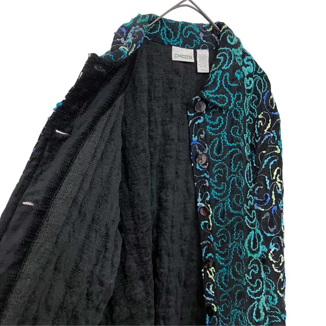 VINTAGE wave stitch design embroidery blouson』USED 古着