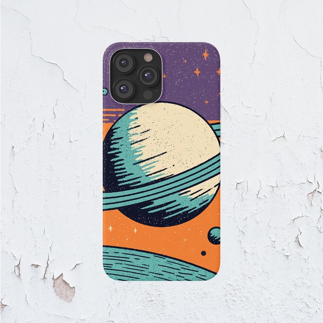 受注生産 iPhoneケース 大きな惑星のレトロ宇宙ポスター｜スペースエイジ RFSP037A