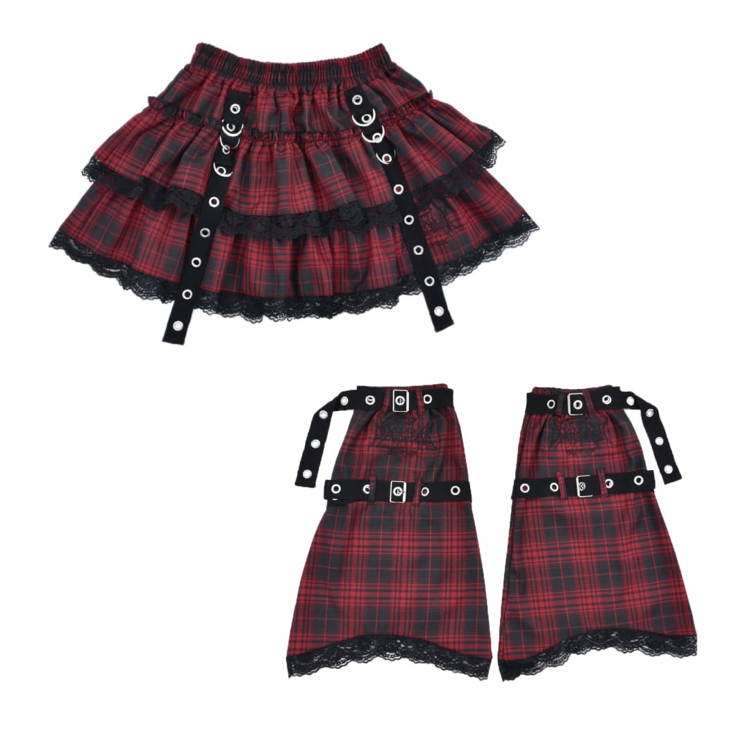 お得なセットアイテム】赤黒ミニスカ＋レッグウォーマー