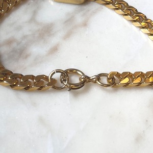 vintage VALENTINO gold color metal flat link chain bracelet