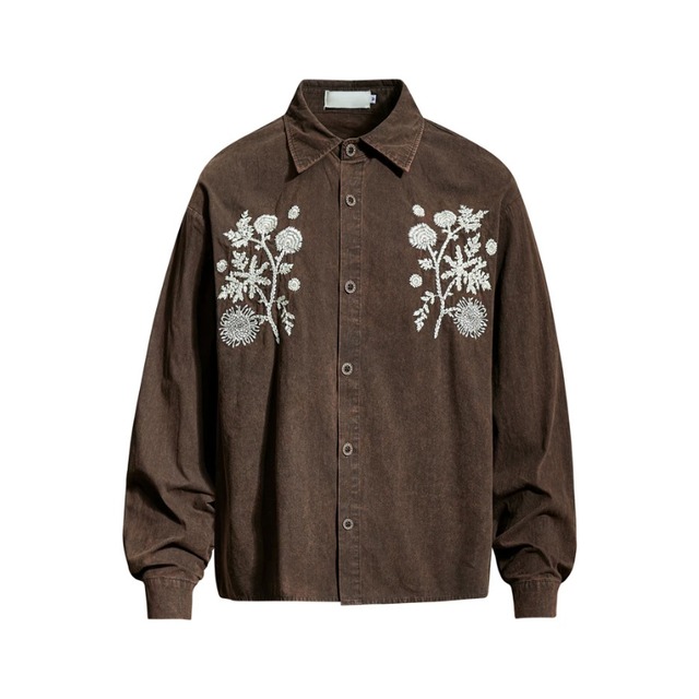 retro botanical design shirt　レトロボタニカルデザインシャツ　J2108