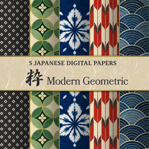 和柄デジタルペーパー「粋」5柄セット｜Modern Geometric