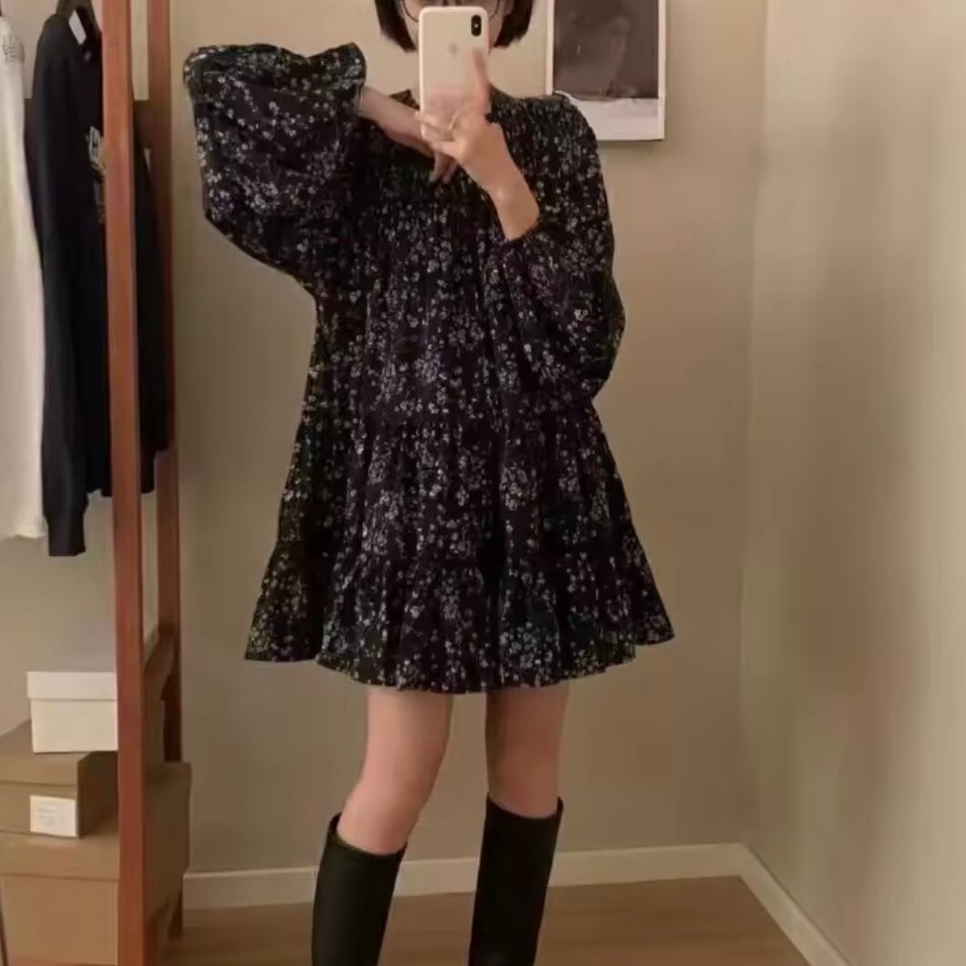 flower tiered mini dress