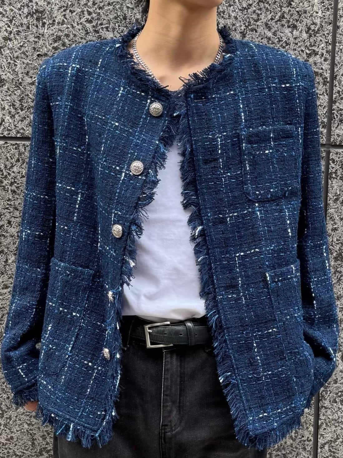ALUDE SELECT】blue check tweed jacket | 【ALUDE】韓国メンズ 