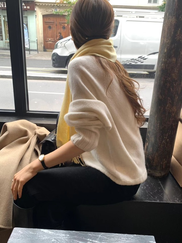 (予約) ounce / Cashemre basic pullover knit 4color