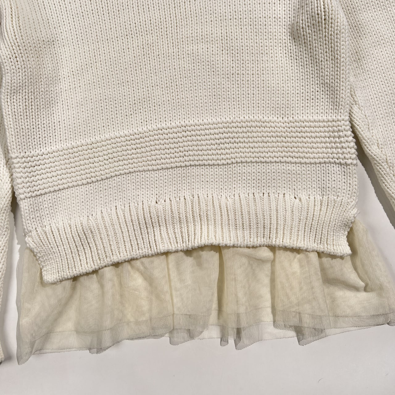 nano universe ナノユニバース La vie a Paris 裾チュール 切替 ニット セーター F /ホワイト系 レイヤード レディース