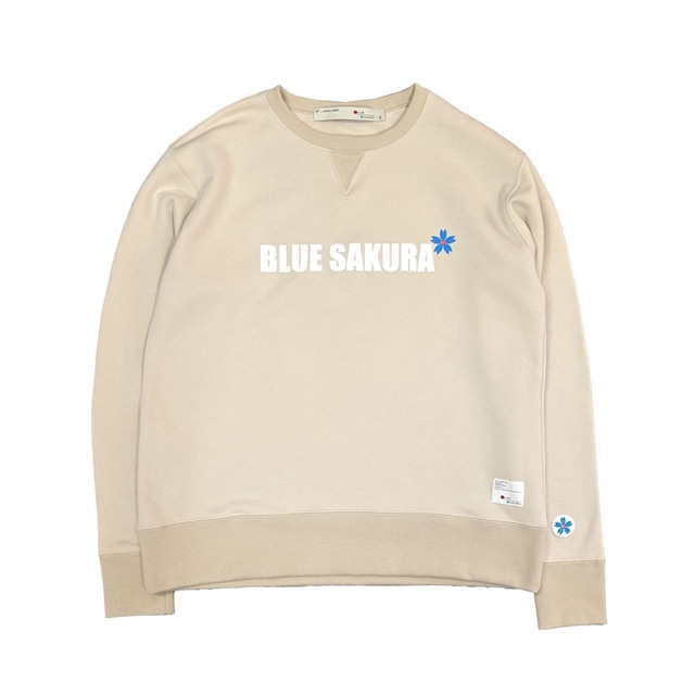 CLASSIC VINTAGE CREW NECK "BLUE SAKURA LOGO" / BEIGE