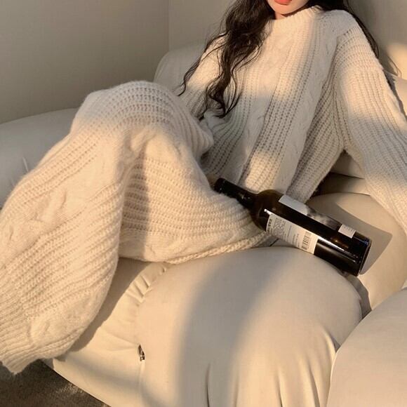 ワンピース レディース トップス ニットワンピース ニット セーター ドレス ロングスカート ロング プルオーバー 長袖 ラウンドネック Aライン ハイウエスト ケーブルニット かわいい 大人可愛い きれいめ シンプル 大人 おしゃれ レトロ 大人女子 ラフ 送料無料 キュート ガーリー ルーズ とろみ感 フリーサイズ ゆったり ホワイト 無地 秋 冬 クリスマス バレンタイン 10代 20代 30代 40代 通勤 学生 学生 デート 女子会 着回し 普段使い 韓国 楽ちん あったか 体型カバー