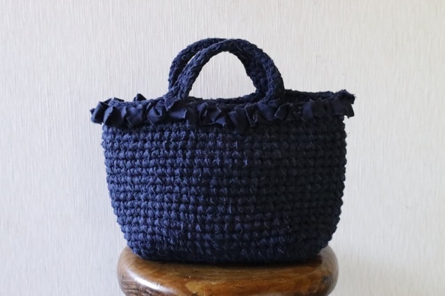 SQUARE BAG  Frills on top　S　Dark Navy