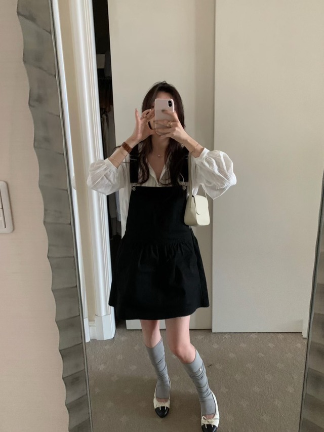 (予約) pretty young thing / Black mini overall 1color　