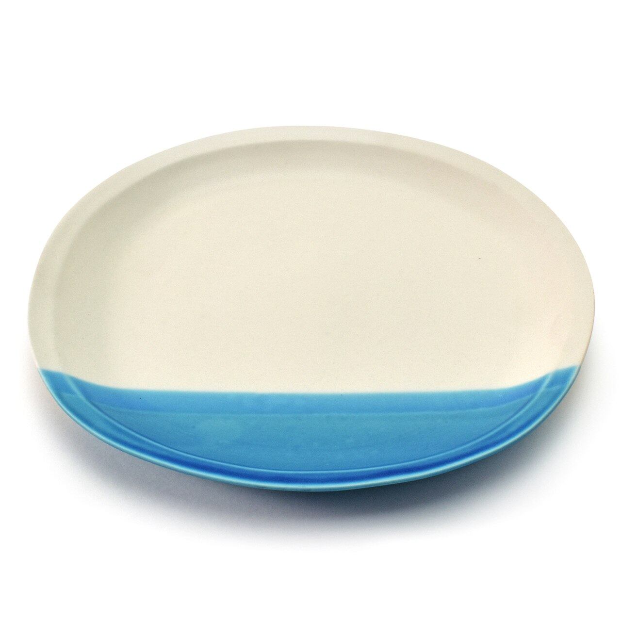 aito製作所 「 水明 suimei 」 オーバル プレート 皿 パスタ皿 約24×21cm 雲 ライトブルー 美濃焼 288525