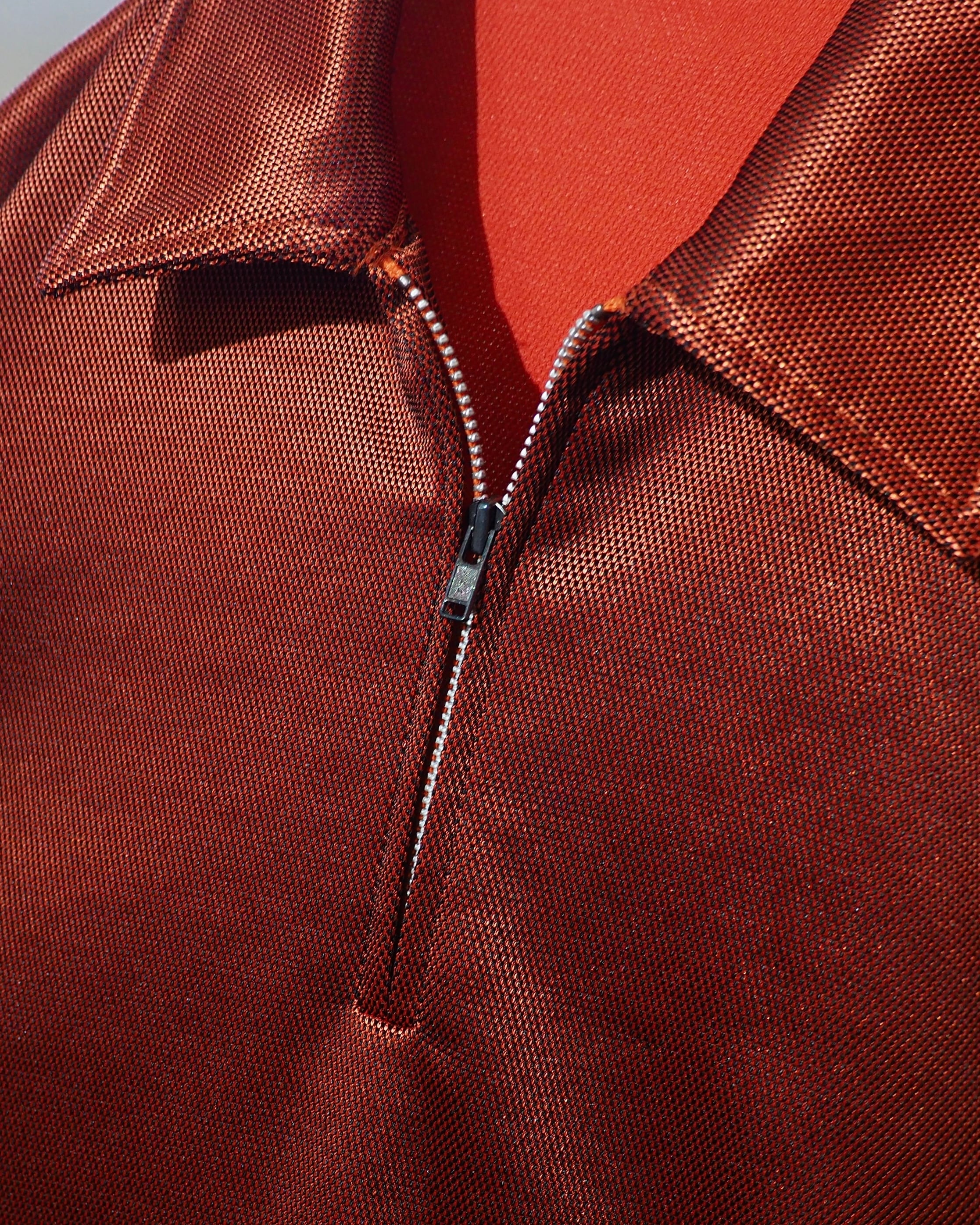 1990s " Paul Smith " Glossy Blood Orange color vintage Half zip SS Polo shirt