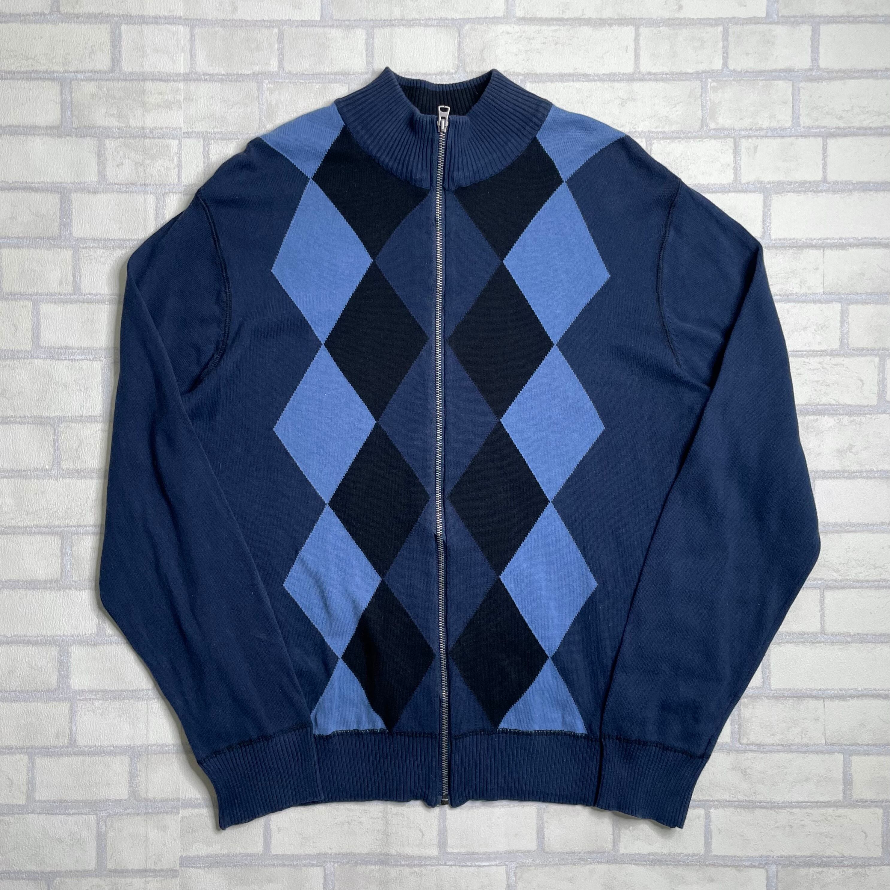 DOCKERS フルジップニット XL アーガイル柄 状態良好 | 古着屋OLDGREEN
