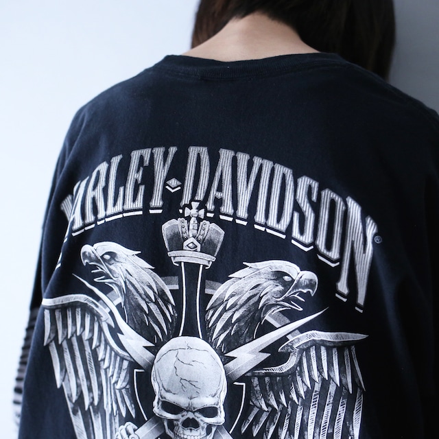 "HARLEY-DAVIDSON" front and back and sleeve printed XXL l/s tee