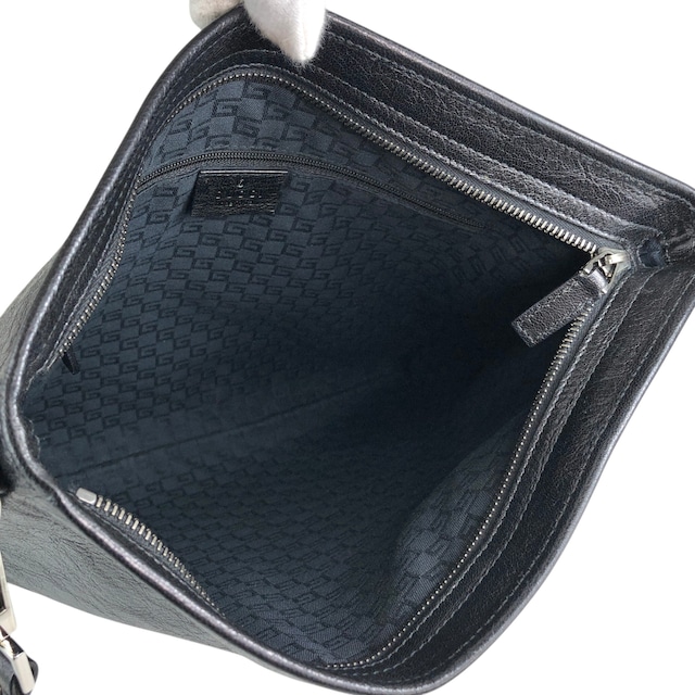 GUCCI グッチ ショルダーバッグ ブラック ロゴ レザー vintage ヴィンテージ オールド 6trb86
