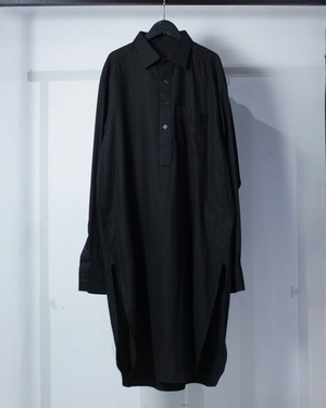 【Caka BLACK】Super Long Silhouette Vintage Wool Pullover Shirt