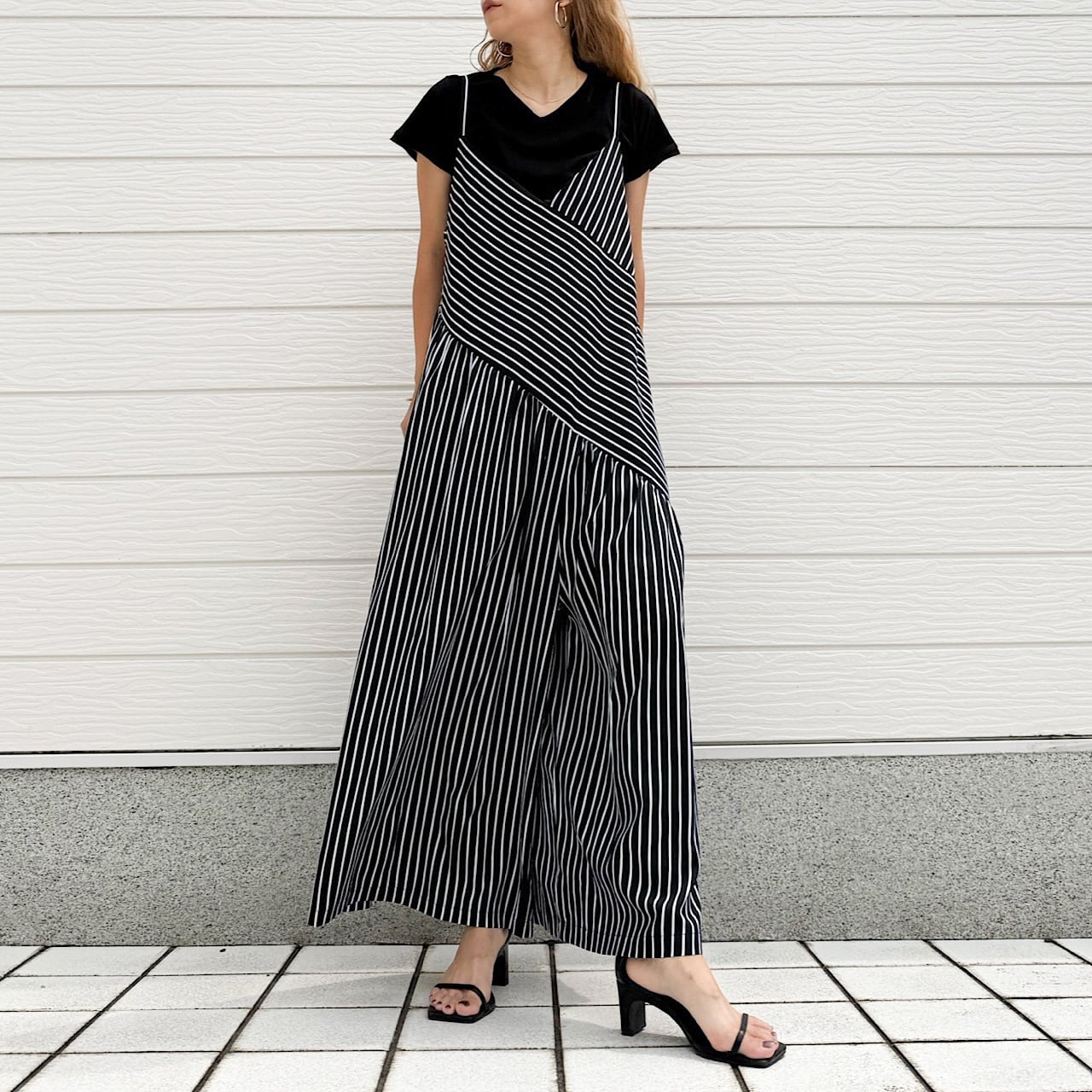 ストライプジャンプスーツ