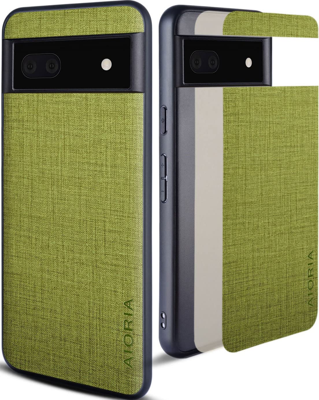 Aioria 互換性 ケース for Google Pixel 6A 5G 生地パターンレザー高級に保護純色スマホケース (Green, For Google Pixel 6A)